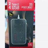 چندراهی برق خارجی طول کابل ۲ متر دارای سوکت یواس بی و تیپ سی سه خانه 3POWER SOCKET Z65 2 TYP0E-C پویا گیم لند