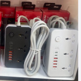 چندراهی برق خارجی طول کابل ۲ متر دارای سوکت یواس بی و تیپ سی سه خانه 3POWER SOCKET Z65 2 TYP0E-C پویا گیم لند